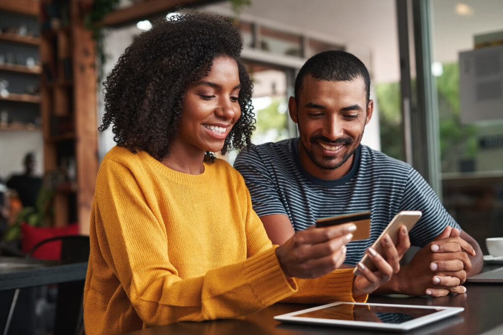 Man and woman enjoying easy payments